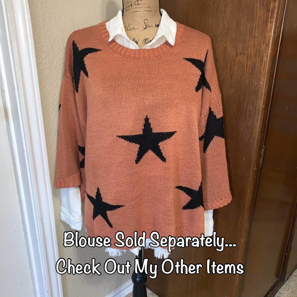 New LARGE Umgee Women's Oversized Star Sweater